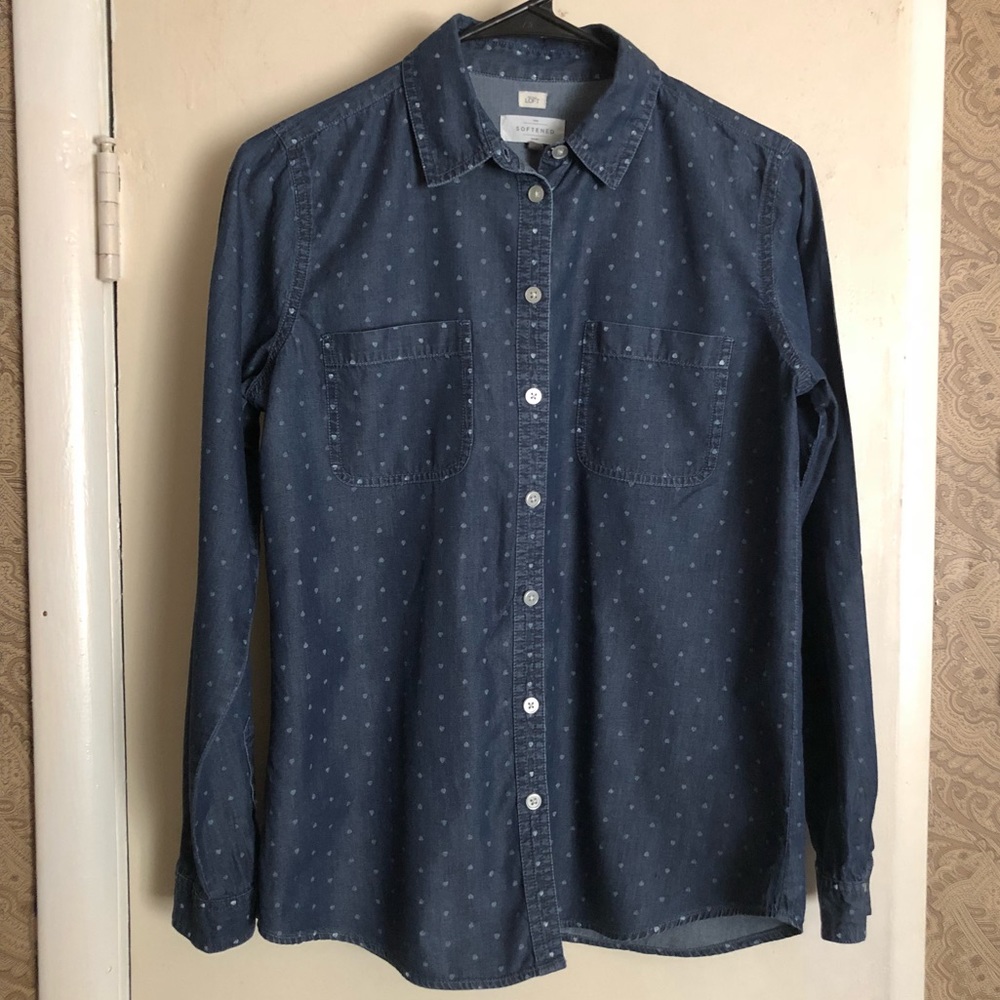 LOFT Softened Dark Chambray Button Down